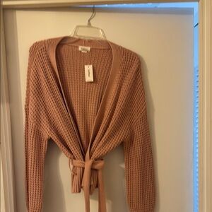 UpWest Pink Ribbed Knit Cardigan